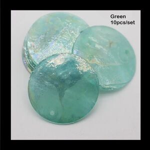 10, 25mm Round Imitation Green Shell Charms | Jewelry, Home & Clothing | New